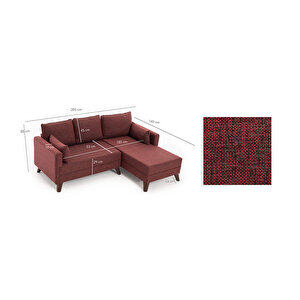 Bella Soft Mini Köşe Bordo Sağ