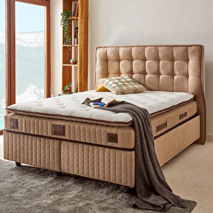 Majesty 140x190 Cm Çift Kişilik Pedli Lüks Yatak Keten Kumaşlı Yumuşak Yatak