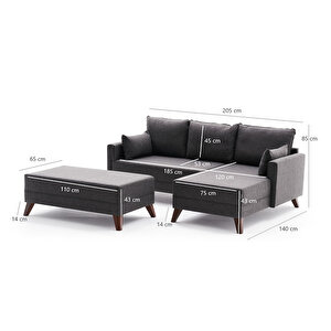 Bella Soft Mini Köşe Antrasit Sağ