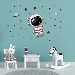 Tilki Dünyası Sevimli Astronot Uzayda Çocuk Odası Duvar Sticker T0335 St