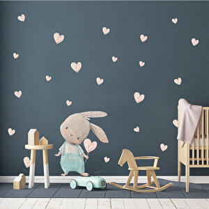 Tilki Dünyası Sevimli Tavşan Ve Kalpler Çocuk Odası Duvar Sticker T0322 St