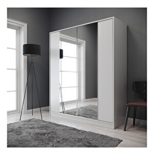 Sürgülü Aynalı Gardırop Beyaz 56x160x190 cm