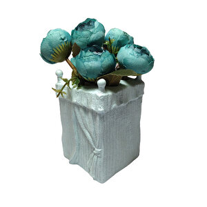 Mavi Gül Yapay Çiçek Mini Vazolu 20 Cm Bosp-ba1403