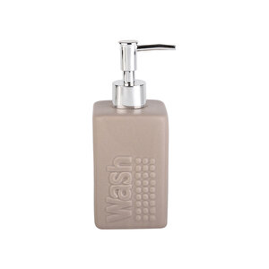 Seramik Sıvı Sabunluk Bej 7x7x17 Cm 300 Ml 968168-001d
