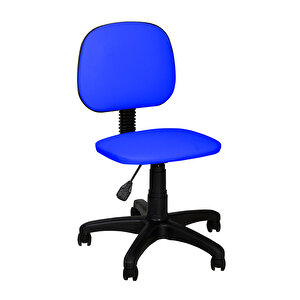 Ofis Sandalyesi Sekreter Koltuğu Bilgisayar Koltuğu Kolsuz Çalışma Taburesi Mavi