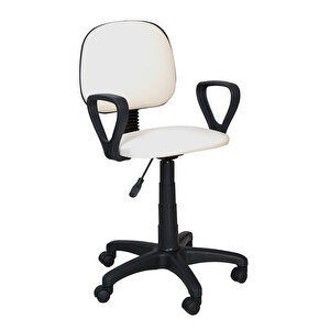 Ofis Sandalyesi Sekreter Koltuğu Bilgisayar Koltuğu Kollu Çalışma Taburesi Beyaz
