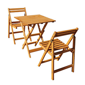 Ahşap Katlanır Masa Sandalye Takımı (2 Sandalye - 1 Masa)