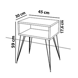 Metal Ayaklı Komodin Beyaz 30x59x45 cm