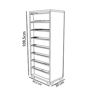 Beyaz 8 Sepetli Dolap 45x30x109 cm