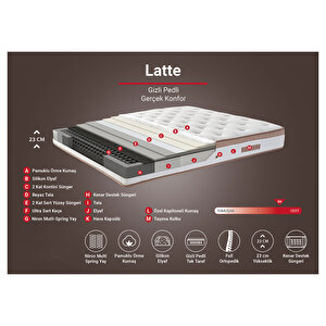 Latte Bir Buçuk Kişilik Yatak Full Ortopedik Sert Yatak 120x200 Cm