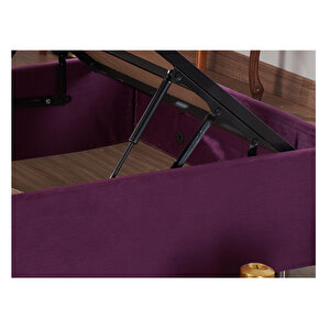 Purple Baza Ve Başlık Seti 80x180 Cm Tek Kişilik Sandıklı Mor Kumaş Baza Ve Başlığı