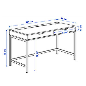 Beyaz Metal Ayaklı 2 Çekmeceli Çalışma Masası Clm-106