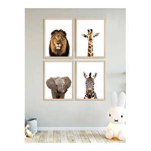 Sevimli Hayvanlar Tablo Set 40x50 cm Natural