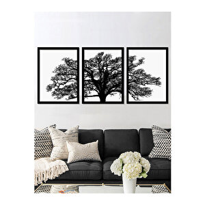 3 Parça Ağaç Tablo Set 40x50 Cm Siyah