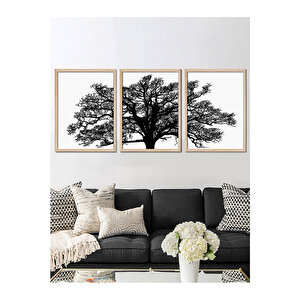 3 Parça Ağaç Tablo Set 40x50 cm Natural