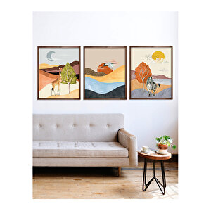 Renkli Manzaralar Tablo Set 21x30cm Ceviz