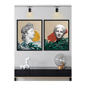 Afrodit ve Apollon Tablo Set 30x40 cm Siyah