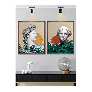 Afrodit ve Apollon Tablo Set 30x40 cm Ceviz