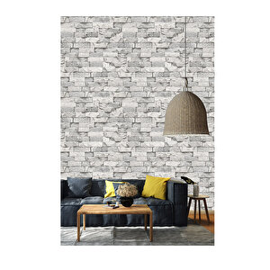 Bien Duvar Kağıtları 5301 Taş Desen 9360 Modern Gri Duvar Kağıdı 5,30 M²