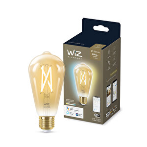 WiZ Wi-Fi BLE Filament Amber Cam Beyaz Ambiyans 2000K - 5000K  7 - 50W ST64 Armut Tip E27 1PF/6 Akıllı Ampul