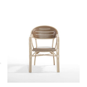 Bamboo  6&#039;lı Koltuk Sandalye Seti  Cappuccino-Çöl Kahve