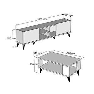 Set 1310 - 2022 Elegante Tv Üni̇tesi̇ City Orta Sehpa Takimi