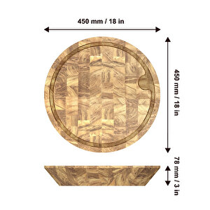 Samurai Oval Doğrama Bloğu Akasya Ağaç 45 cm Şeffaf
