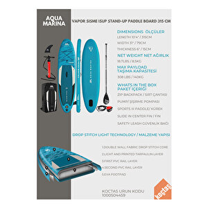 Aqua Marına Vapor Şişme Isup Stand-up Paddle Board 315 Cm