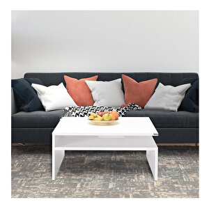 Level Kare Orta Sehpa - Mat Lake Beyaz 90x42x90 Cm (gxyxd)