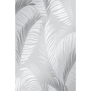 5322 Palmiye Tropikal Çiçek Gümüş Krem Gri Duvar Kağıdı 5,30 M²