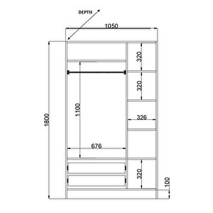 Rumy-s1 3 Kapak 2 Çekmeceli Gardırop-184