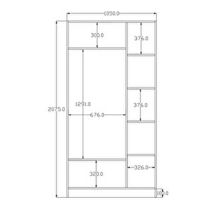 Rumy-s1 3 Kapak 2 Çekmeceli Gardırop-210