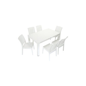 Elit Rattan 90x150 Elit Sandalye Masa Takımı Beyaz
