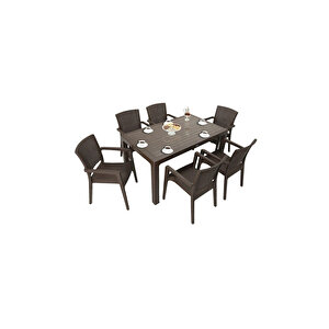 Elit Rattan 90x150 Zeus Koltuk Masa Takımı Kahverengi