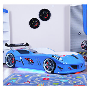 Jaguar Full Ledli Rüzgarlıklı  Arabalı Yatak Mavi