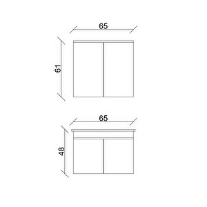 Yıldız Dolap Takımı (asma Alt+aynalı Üst+lavabo) Pera 65 Cm