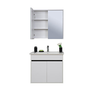 Dicle Dolap Takımı (asma Alt+aynalı Üst+lavabo) Beyaz 80 Cm