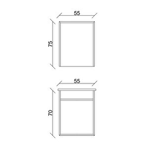 Aras Dolap Takımı (asma Alt+aynalı Üst+lavabo) Beyaz 55 Cm