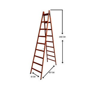 Step 9 Basamaklı Çift Ahşap Merdiven 2.90 Mt