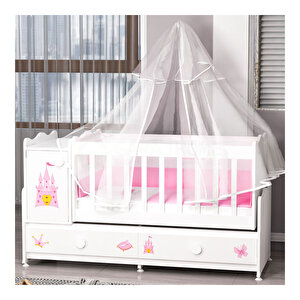 Pırlanta Yıldız 4`lü Prenses Bebek Odası Takımı Kombinli Uyku Seti Pembe