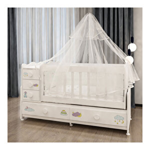 Melina Uykucu Bebek Odası Takımı Yatak Ve Uyku Setikombinli Uyku Seti Beyaz