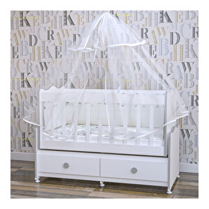 Elegant Yıldız 3 Kapaklı Bebek Odası Takımı Kombinli Gri Uyku Seti Beyaz