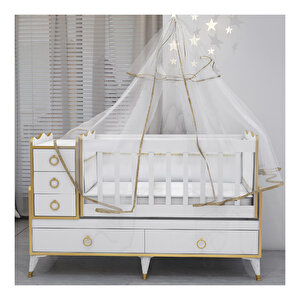 Alya Gold Yıldız 4 Komodin Bebek Odası Yatak Uyku Seti Kombin Uyku Seti