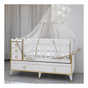 Alya Gold Yıldız 4 Komodin Bebek Odası Yatak Uyku Seti Kombin Uyku Seti