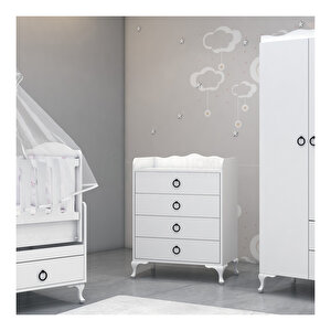Defne 60x120 Asansörlü Bebek Odası Yatak Ve Uyku Setikombinli Uyku Seti Beyaz