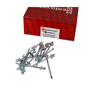 Meridyen Matkap Uçlu Trapez Çatı Vidası 200 Adet 5,5x75 mm