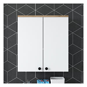 Banyo Dolabı Beyaz KB102-Sepet Ceviz