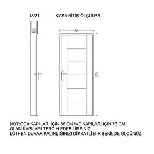 Yakut-2 Pvc Takım Panel Kapı 86x205cm 18/21 Beyaz