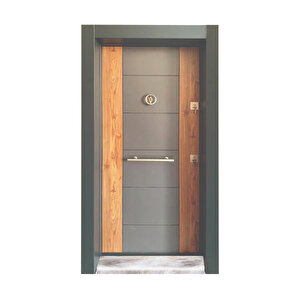 Tırnaklı Çelik Kapı, Çelik Kapı, Düz Model Çelik Kapı, Ahşap Desenli Çelik Kapı Sol