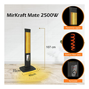 Mate 2500 Watt Kule Tip Elektrikli Infrared Dik Isıtıcı Karbon Soba (antrasit)